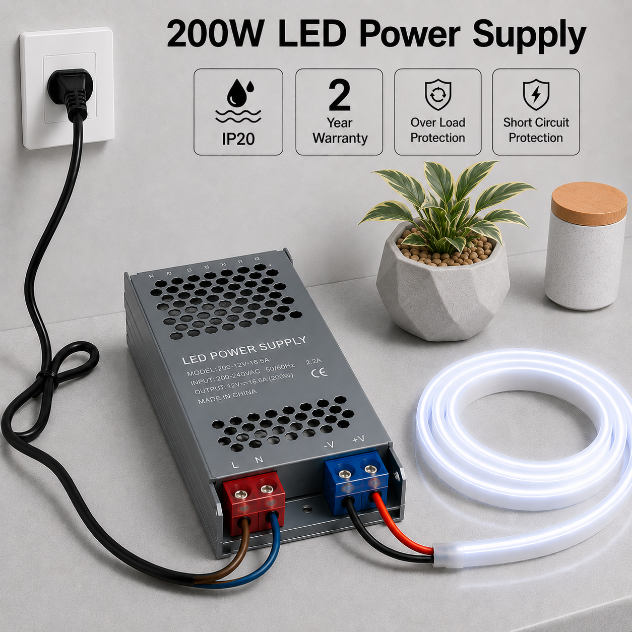 12v driver | power supply | transformer | 200 watt | 2 year warranty