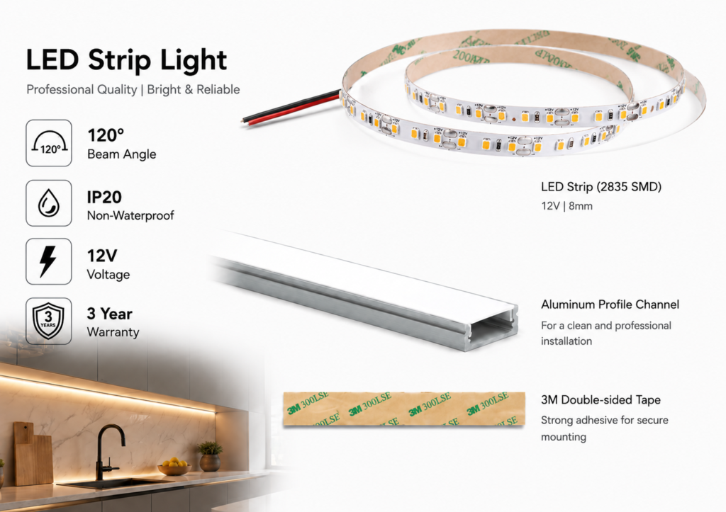 led strip lights / smd / 12v / 5.8w/m / 3000k / 4000k / 6000k / ip20 / 3 year warranty