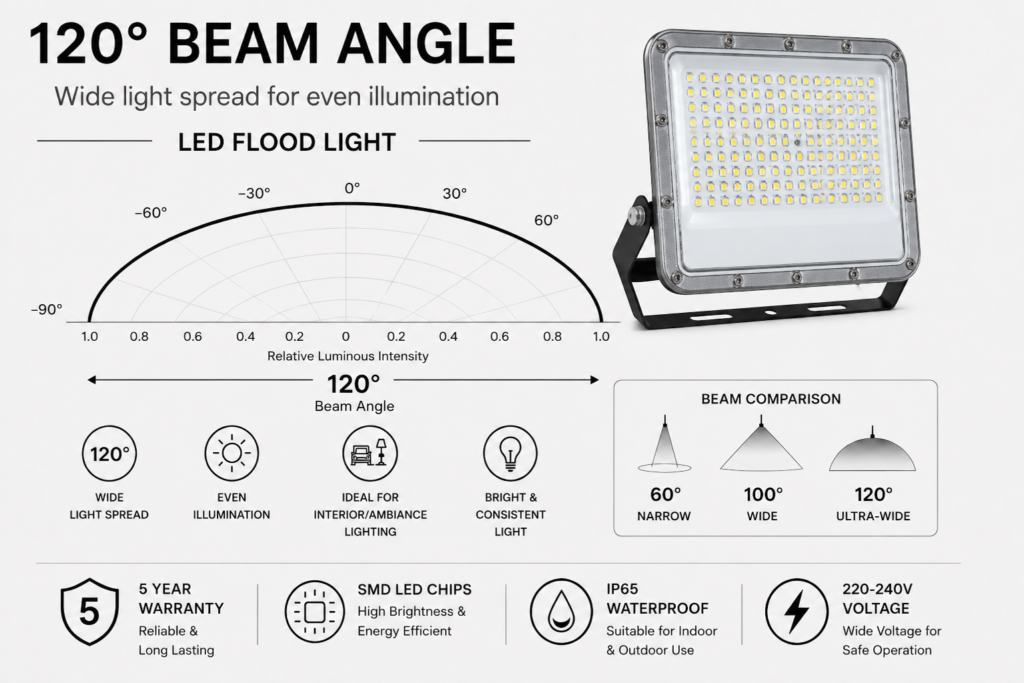 led flood light 30w premier coastal range / 3300 lumens / area 100 m² / 6000k daylight / 120° angle