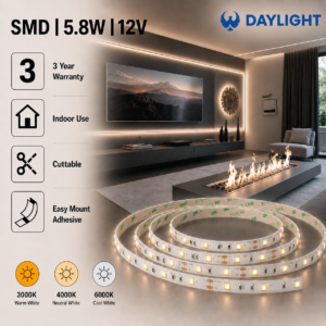 led strip lights / smd / 12v / 5.8w/m / 3000k / 4000k / 6000k / ip20 / 3 year warranty