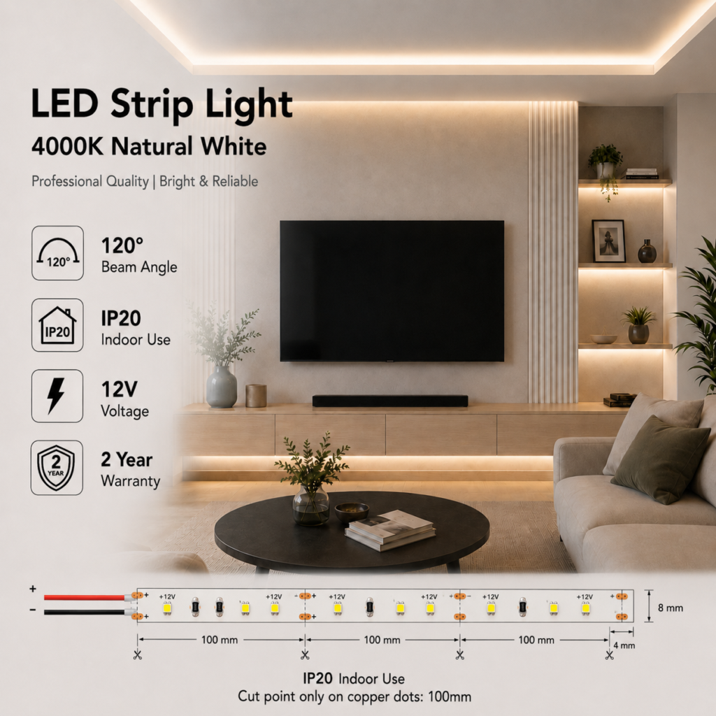 design series 12w/meter dc12v 2835 led strip light indoor