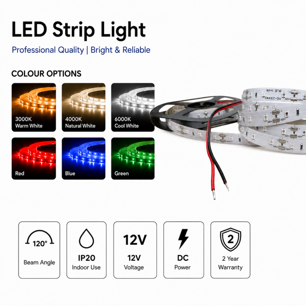 14.4w 12v ip20 strip light (10mm)
