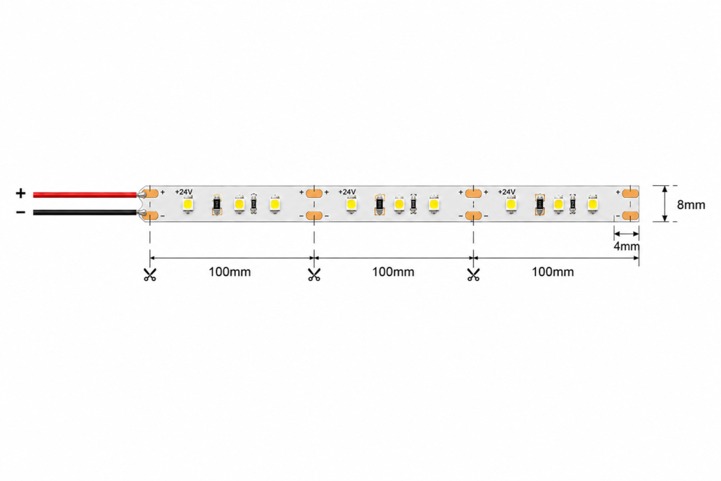 4.8w 24v ip20 strip light (8mm)