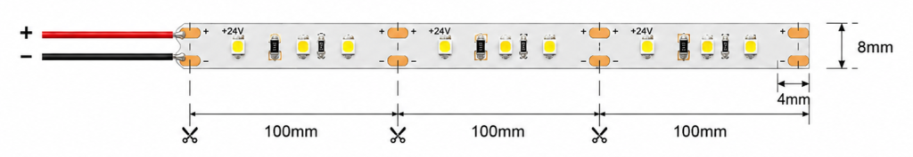 4.8w 24v ip20 strip light (8mm)