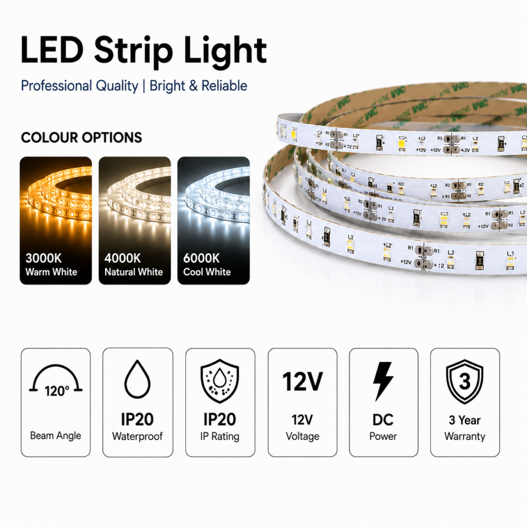 4.8w 12v ip20 strip light (8mm)