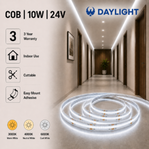 seamless series 10w/meter dc24v cob led strip light indoor