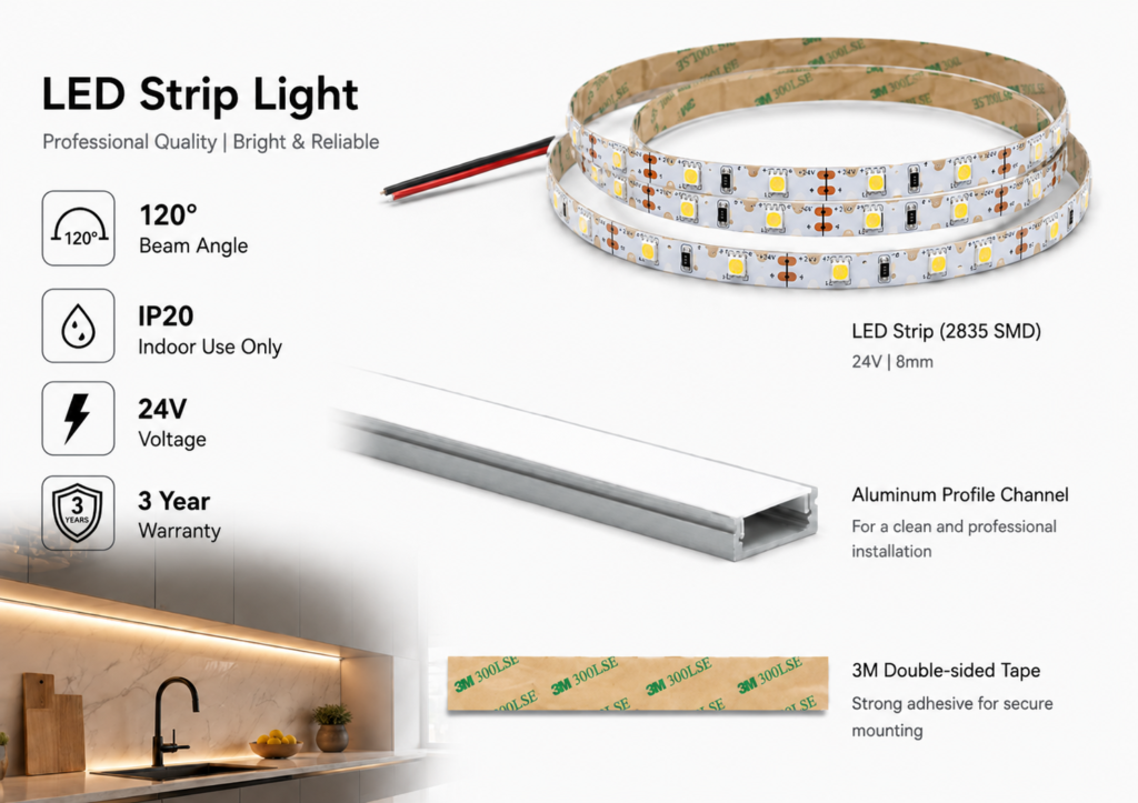18w 24v ip20 strip light rgb+nw (10mm)
