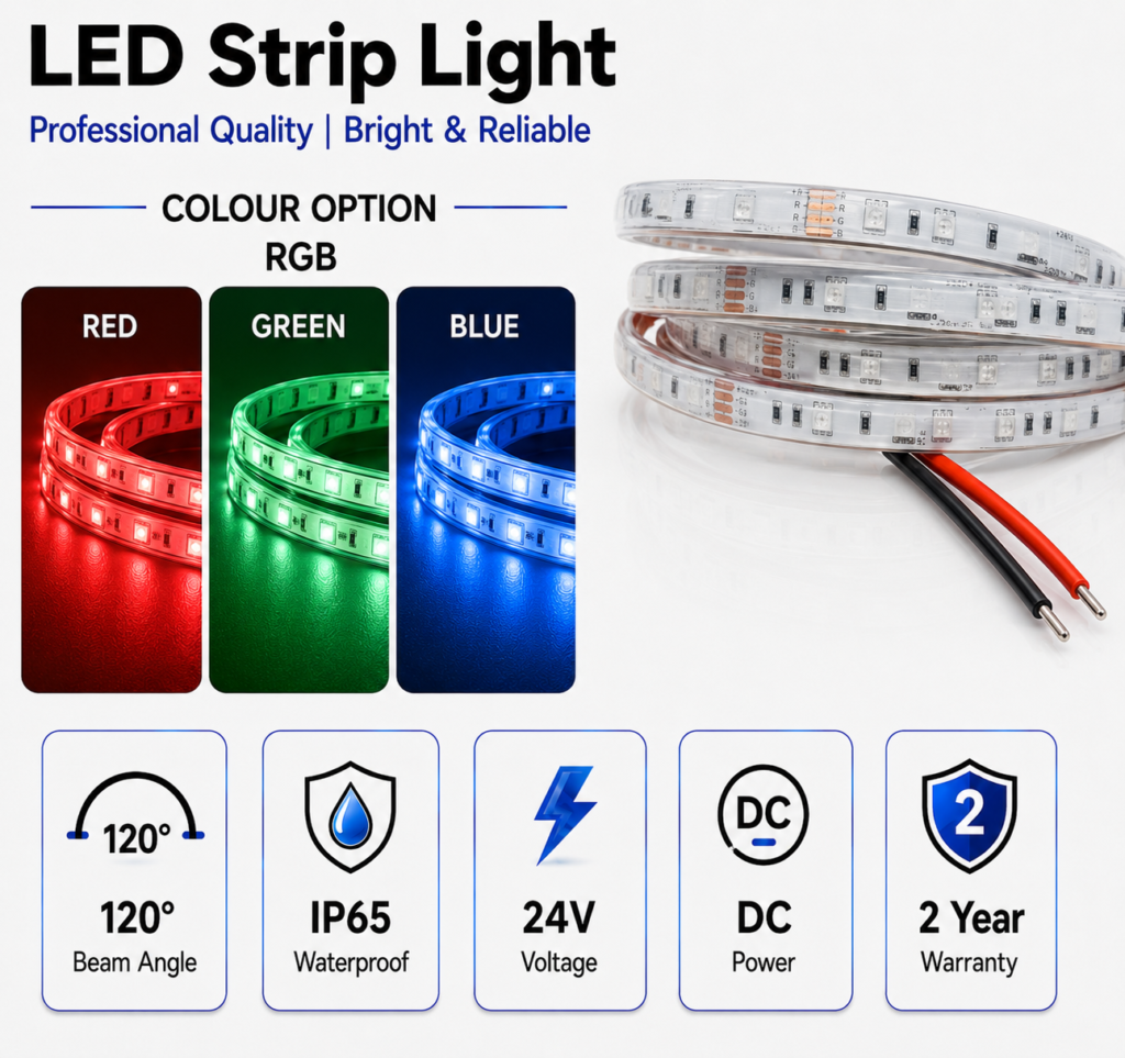 14.4w 24v ip65 outdoor rgb strip light