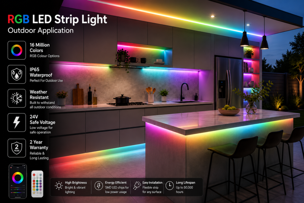14.4w 24v ip65 outdoor rgb strip light