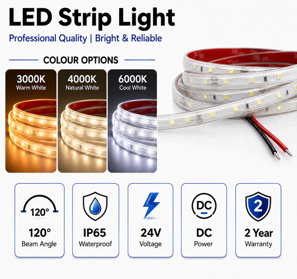 4.8w 24v ip65 outdoor strip light (8mm)