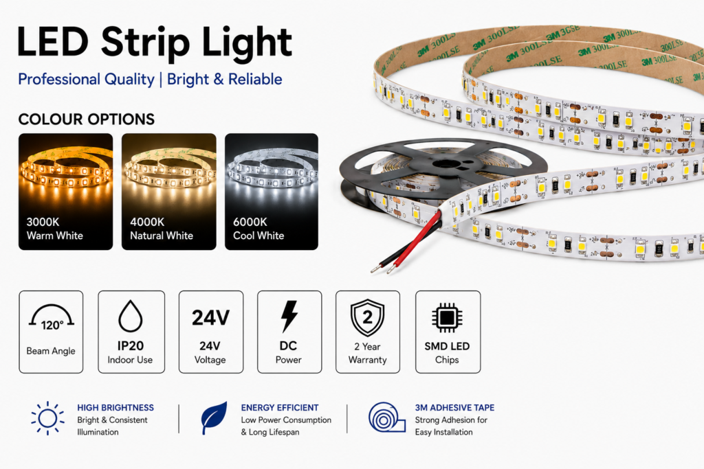 4.8w 24v ip20 strip light (8mm)