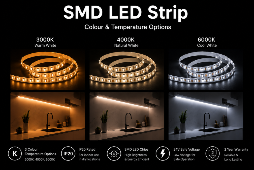 9.6w 24v ip20 strip light (8mm)