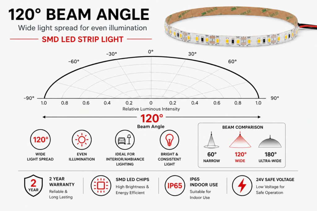 4.8w 24v ip65 outdoor strip light (8mm)