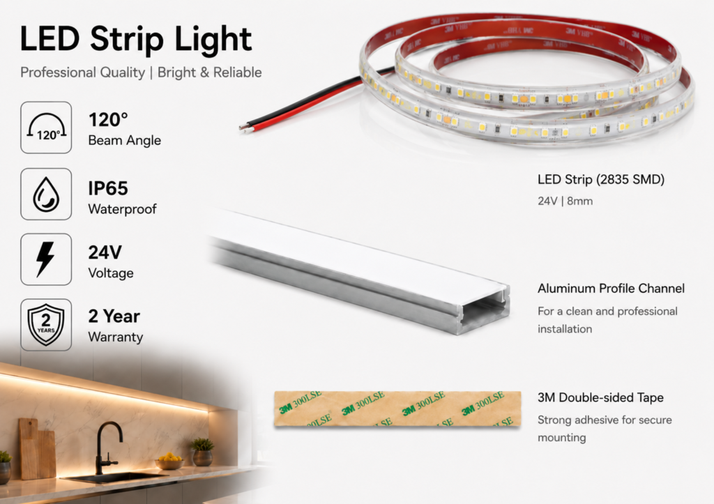 4.8w 24v ip65 outdoor strip light (8mm)