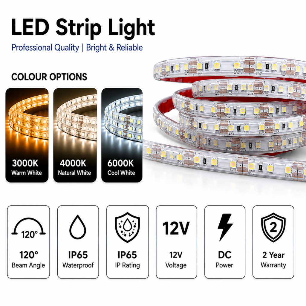 14.4w 12v ip65 outdoor strip light (10mm)