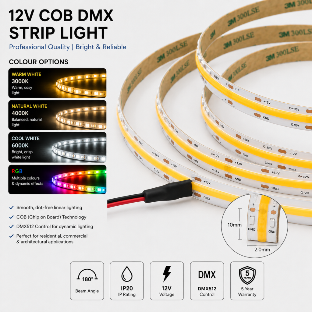 12v cob dmx led strip lights