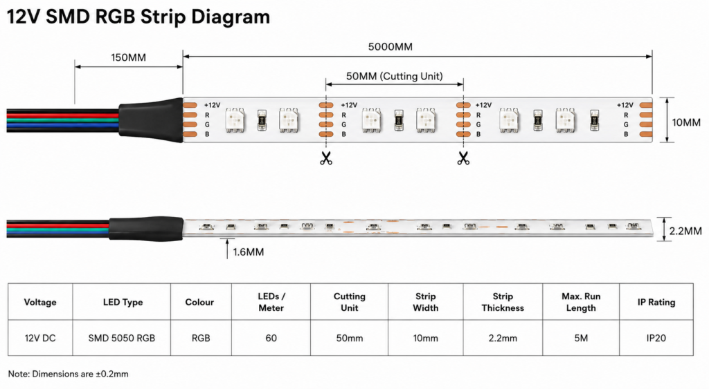 12v smd rgb colour changing